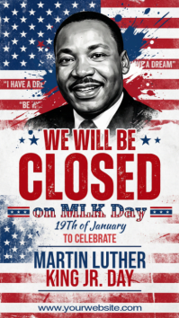 White Illustrative We Will B Closed On Martin Luther King Day Instagram Story template