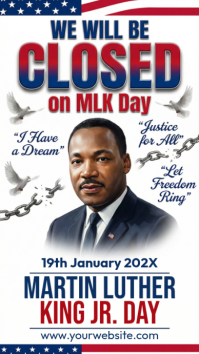 White Illustrative We Will Be Closed On Mlk Day Instagram Story Instagram-Story template