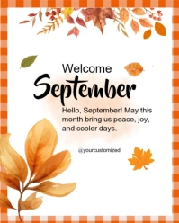 White Illustrative Welcome September Instagram Portrait template
