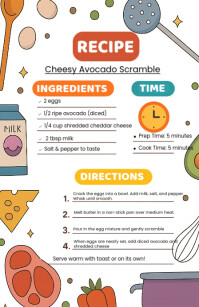 White Illustrative Whimsical Illustrated Recipe Template – Printable Cooking Journal Page" Tabloid