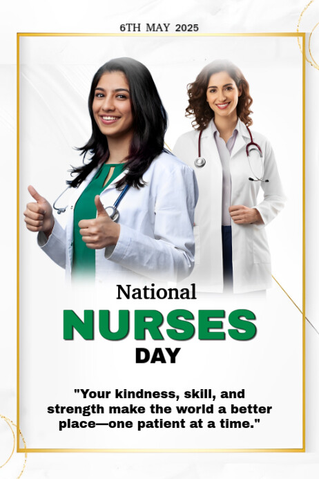 White Illustrative White Background Maximalist National Nurses Day Poster template