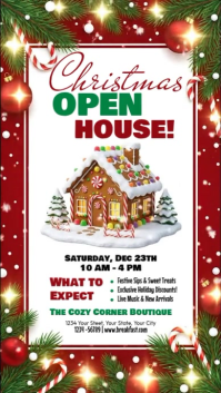 White Illustrative White Illustrative Christmas Open House A4 Instagram Story template