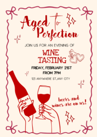 White Illustrative Wine Testing Party A6 template