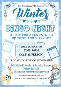 White Illustrative Winter Bingo Night A4 template