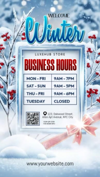 White Illustrative Winter Business Hours Notice Instagram Story template