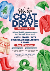 White Illustrative Winter Coat Drive  A2 template