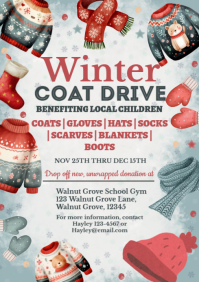 White Illustrative Winter Coat Drive A4 template