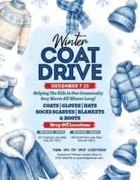White Illustrative Winter Coat Drive Flyer (us Letter) Volante (Carta US) template