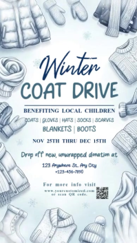 White Illustrative  Winter Coat Drive Instagram Story template