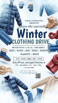 White Illustrative Winter Coat Drive Instagram Story template