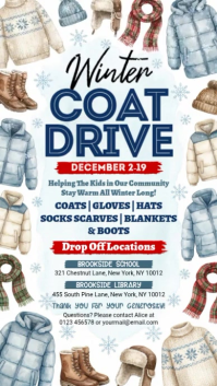 White Illustrative Winter Coat Drive Instagram Story template