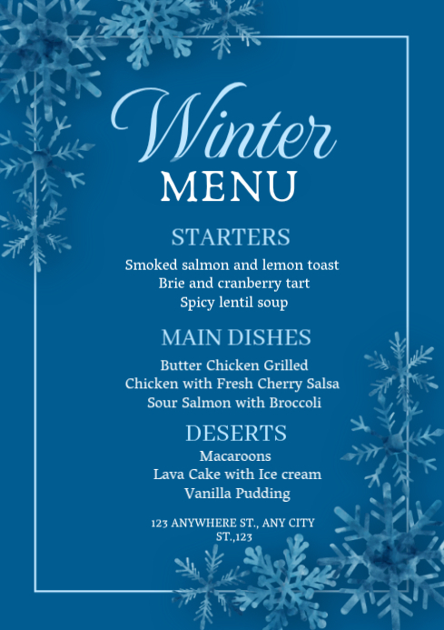 White Illustrative Winter Menu A4 Template | PosterMyWall