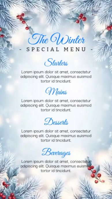 Winter Menu Facebook Story Template | PosterMyWall