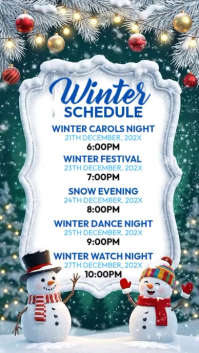 White Illustrative Winter Opening Hours Invitation Instagram Story template