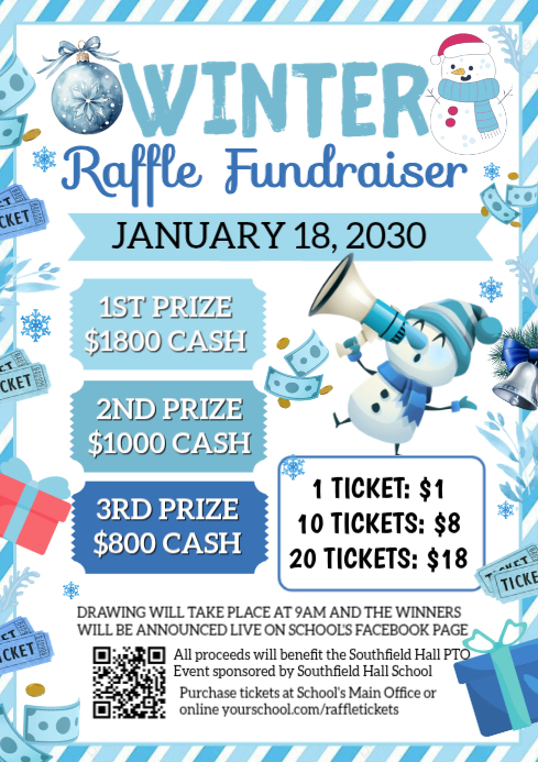 Winter Raffle Items Copy of White Illustrative Winter Raffle Fundraiser A4 | PosterMyWall