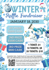 White Illustrative Winter Raffle Fundraiser A4 template