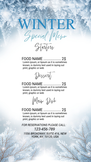 Winter Special Menu Template | PosterMyWall