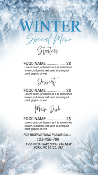White Illustrative Winter Restaurant Menu Instagram Story template