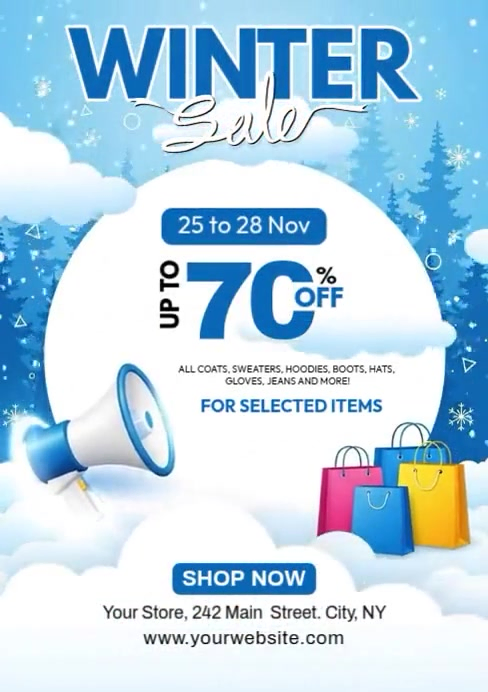 White Illustrative Winter Sale A4 template