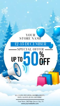White Illustrative Winter Sale Instagram Story template