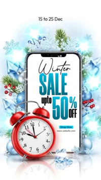 White Illustrative Winter Sale Instagram Story template