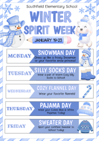 White Illustrative Winter School Spirit Week A4 template