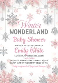 White Illustrative Winter Wonderland Baby Shower A2 template