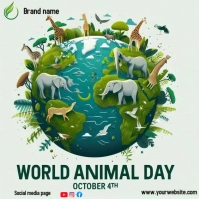 White Illustrative World Animal Day Instagram Post template