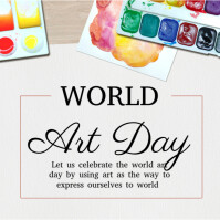 White White Illustrative World Art Day  Instagram Post Instagram Post Template