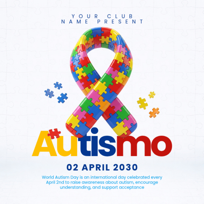 White Illustrative World Autism Day Instagram Post Template | PosterMyWall