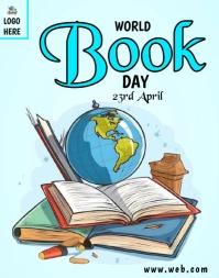 White Illustrative World Book Day Poster/wallboard template