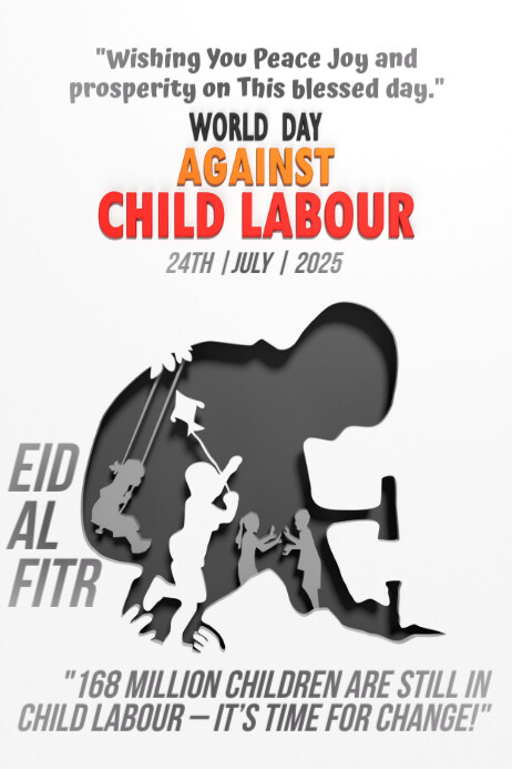 Copy of White Illustrative World day Against Child Labour Poster ...