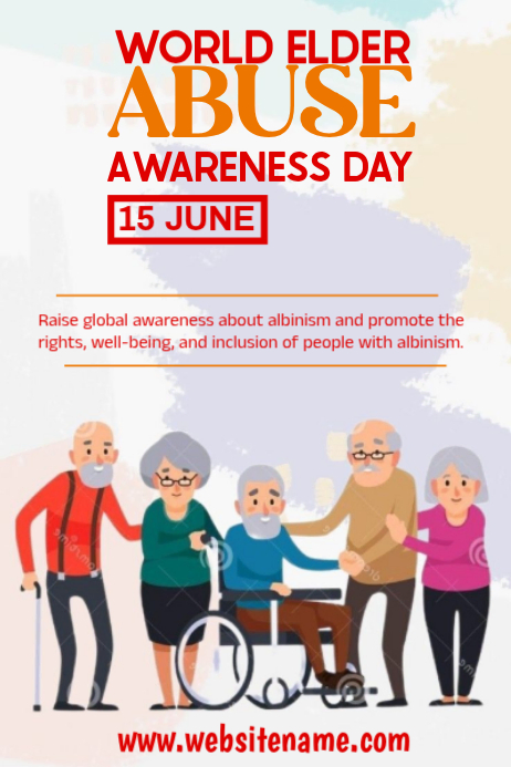 White illustrative world elder abuse awareness poster Template ...