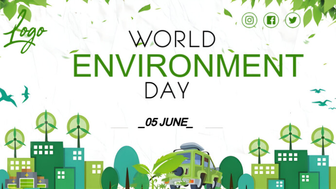 White Illustrative World Environment Day Digital Display (16:9) template