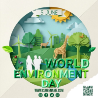 White Illustrative World Environment Day Square Video Квадрат (1 : 1) template