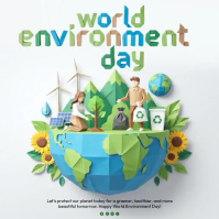White Illustrative World Environment Day Square Video Vierkant (1:1) template