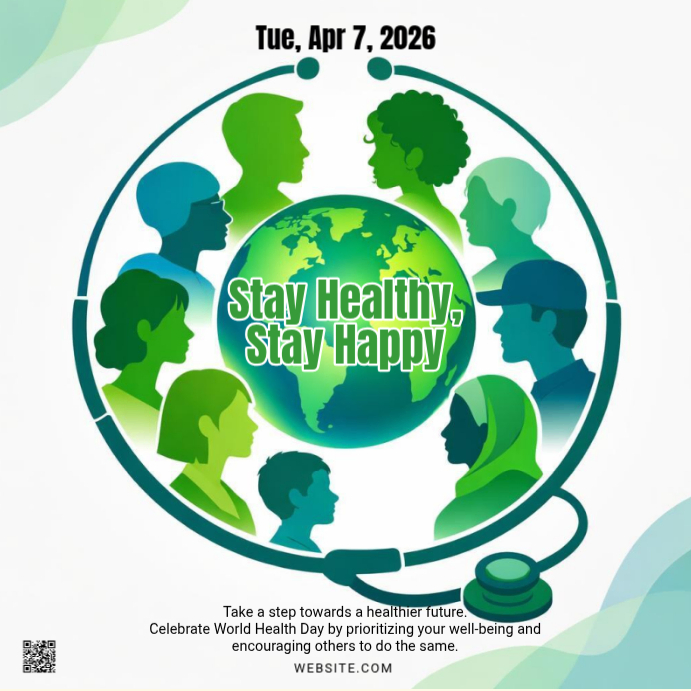 White Illustrative World Health Day Instagram Post Template | PosterMyWall