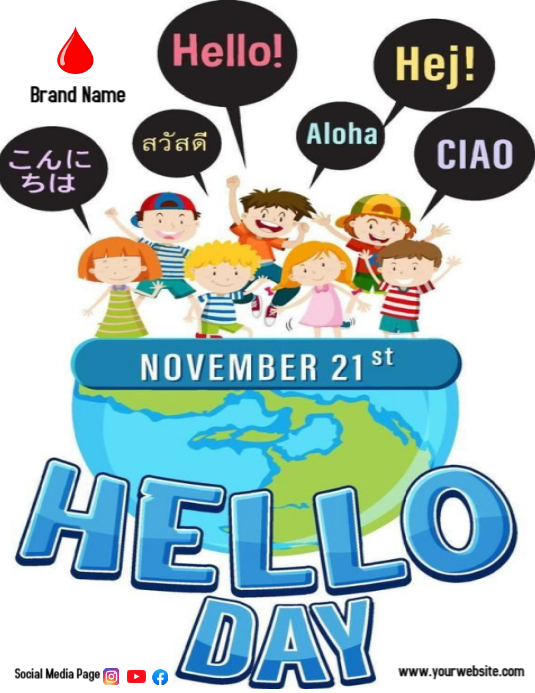 Plantilla de White Illustrative World Hello, Ciao, Aloha Hej Day ...