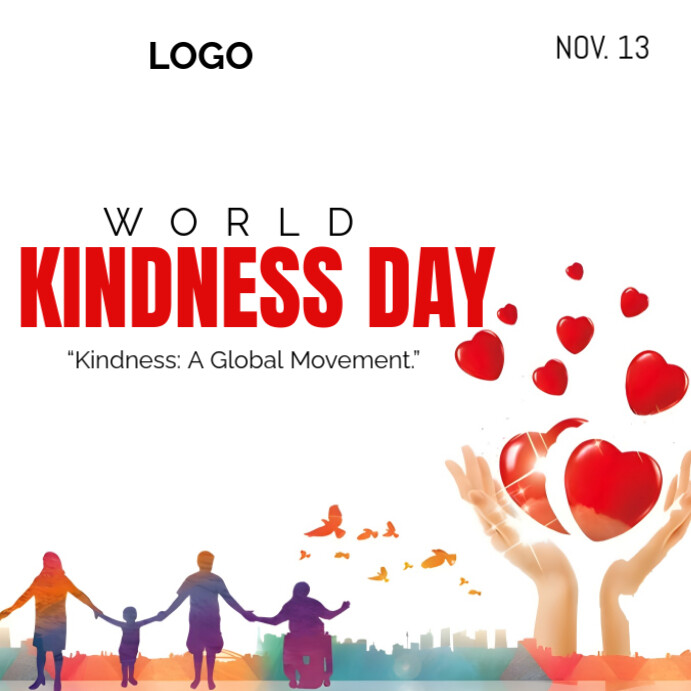 White Illustrative World Kindness Day Instagram Post Template ...