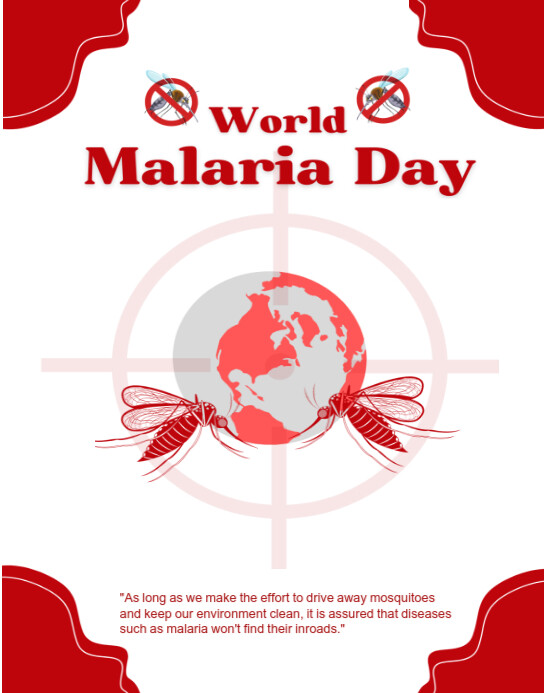 White Illustrative World Malaria Day Poster/wallboard Cartaz/placa template