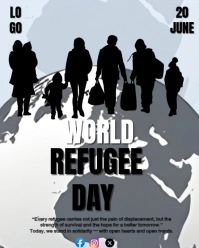 White Illustrative World Refugee Day Instagram Portrait template