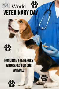 Branco White Illustrative World Veterinary Day Poster Poster Template