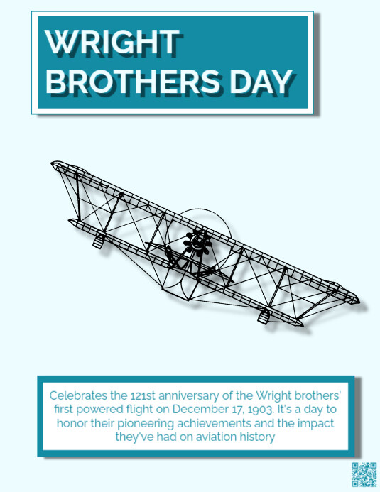 White Illustrative Wright Brother Day Flyer (us Letter) Template ...
