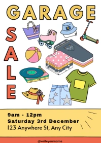 White Illustrative Yellow And White Illustrative Garage Sale Flyer Poster A4 A5 Instagram Post Story template