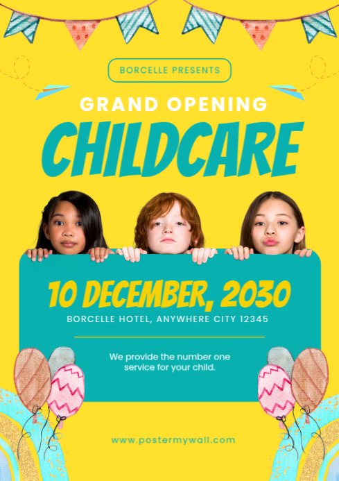 White Ilustratif Childcare Opening A4 template