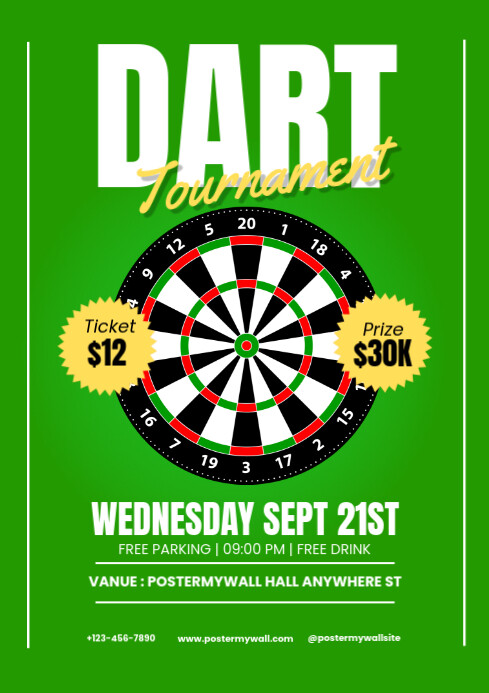 White Ilustratif Dart Tournament A4 template