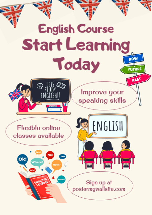 English Course Promotion A4 Template | PosterMyWall