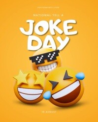 White Ilustratif National Tell A Joke Day Instagram Portrait template