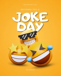 White Ilustratif National Tell A Joke Day Instagram Portrait template