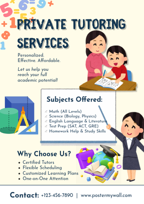 Copy of White Ilustratif Private Tutoring Services A4 | PosterMyWall